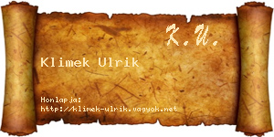 Klimek Ulrik névjegykártya